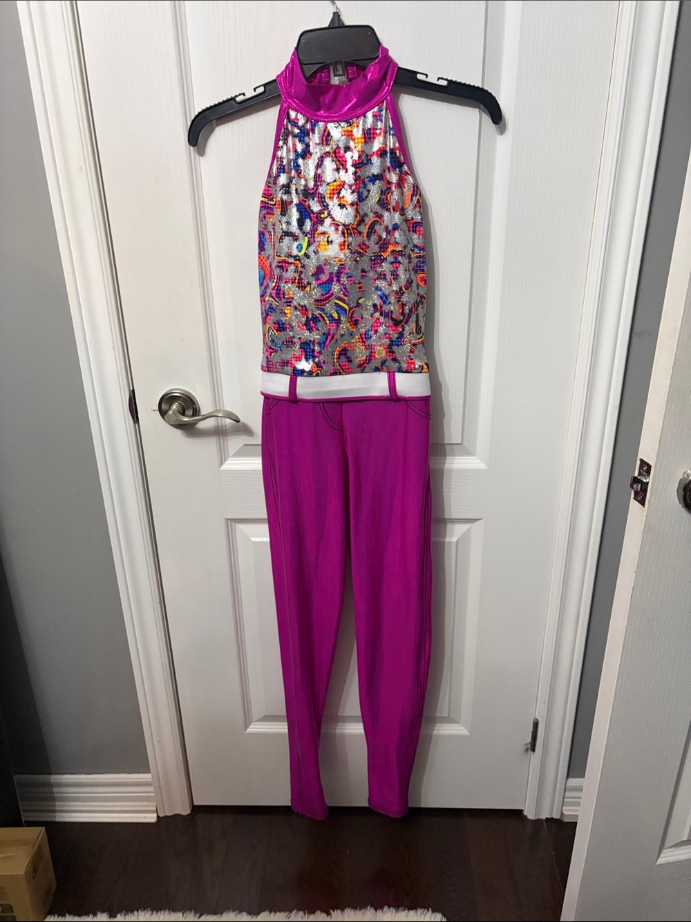 Magenta Sequin Halter Jumpsuit